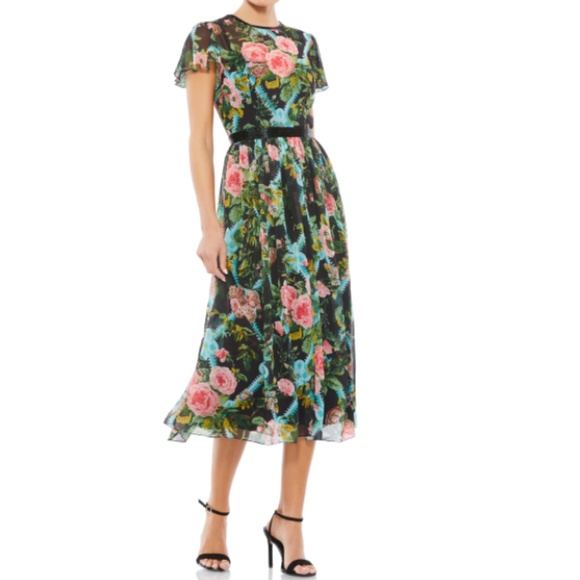 Mac Duggal Dresses & Skirts - MAC DUGGAL Tropical Beach Spring Floral Wedding Guest Formal Midi Dress•Size 22
